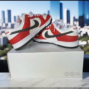Custom Nike Red and White Nike Dunk Low-Top